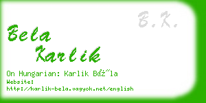 bela karlik business card